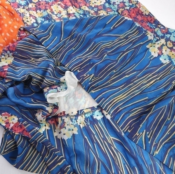Johnny Was Blue Pink Boho Maxi Rayon Silk Floral Skirt Sz Xs - Picture 3 of 13